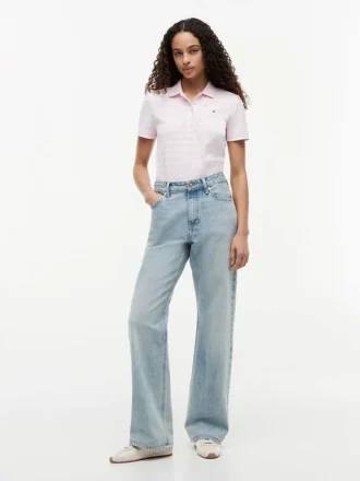 Classic Fit gestreepte stretchpiqué polo