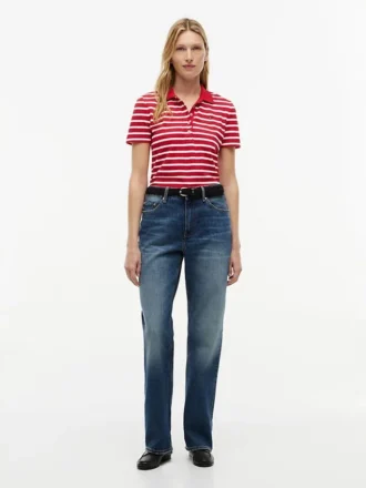 Classic Fit gestreepte stretchpiqué polo