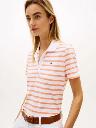 Classic Fit gestreepte stretchpiqué polo