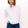 Cropped Oxford-shirt met ruches