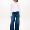 Cropped Oxford-shirt met ruches