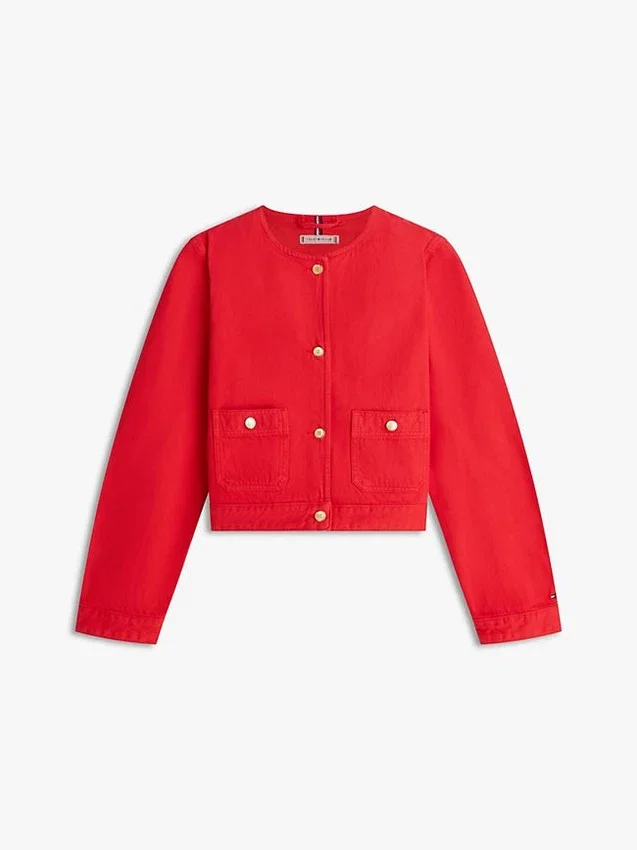 Denim damesjas met gouden knopen Denim damesjas met gouden knopen