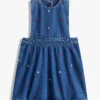 Denim jurk met bloemenprint voor kinderen Denim jurk met bloemenprint voor kinderen