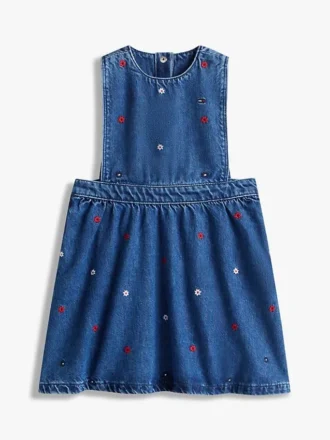 Denim jurk met bloemenprint voor kinderen