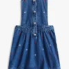 Denim jurk met bloemenprint voor kinderen Denim jurk met bloemenprint voor kinderen
