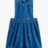 Denim jurk met bloemenprint voor kinderen Denim jurk met bloemenprint voor kinderen