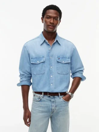Denim overhemd met relaxte pasvorm