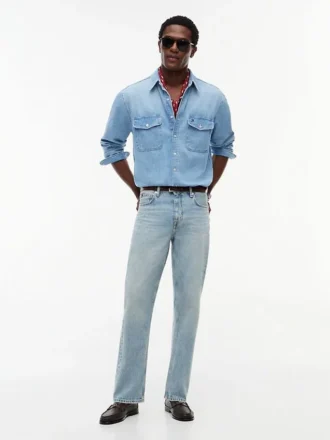 Denim overhemd met relaxte pasvorm