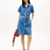 Denim overhemdjurk met riemen en medium was Denim overhemdjurk met riemen en medium was
