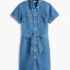 Denim overhemdjurk met riemen en medium was Denim overhemdjurk met riemen en medium was