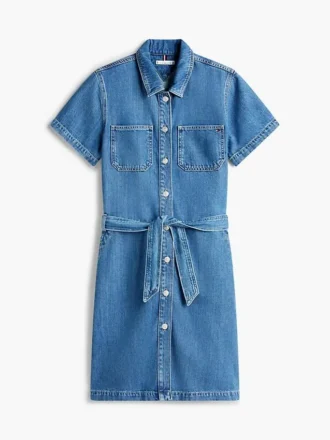 Denim overhemdjurk met riemen en medium was