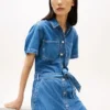 Denim overhemdjurk met riemen en medium was Denim overhemdjurk met riemen en medium was