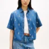 Denim shirt met all-over logo in relaxte pasvorm Denim shirt met all-over logo in relaxte pasvorm