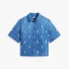 Denim shirt met all-over logo in relaxte pasvorm Denim shirt met all-over logo in relaxte pasvorm