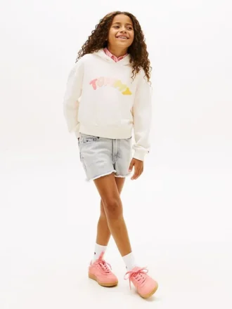 Denim short met onafgewerkte zoom voor kinderen