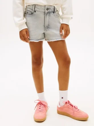 Denim short met onafgewerkte zoom voor kinderen