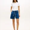 Denimshort met hoge taille en riem Denimshort met hoge taille en riem
