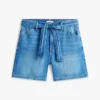Denimshort met hoge taille en riem Denimshort met hoge taille en riem