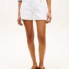 Denimshort met zakken met gouden knopen Denimshort met zakken met gouden knopen