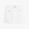 Denimshort met zakken met gouden knopen Denimshort met zakken met gouden knopen
