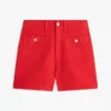 Denimshort met zakken met gouden knopen Denimshort met zakken met gouden knopen