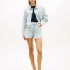 Distressed denim short met hoge taille Distressed denim short met hoge taille
