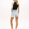 Distressed denim short met hoge taille Distressed denim short met hoge taille