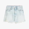 Distressed denim short met hoge taille Distressed denim short met hoge taille