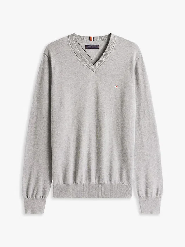 Effen trui met V-hals en logo Effen trui met V-hals en logo
