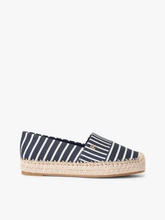 Espadrille met strepen en canvas platform