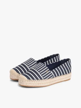 Espadrille met strepen en canvas platform