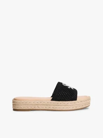Espadrille-sandaal met geborduurd monogram