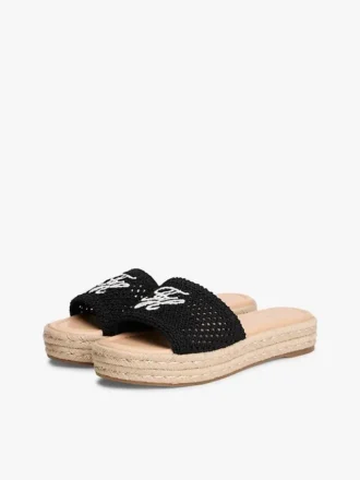 Espadrille-sandaal met geborduurd monogram
