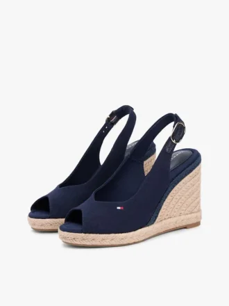 Espadrillesandalen met sleehak en slingback
