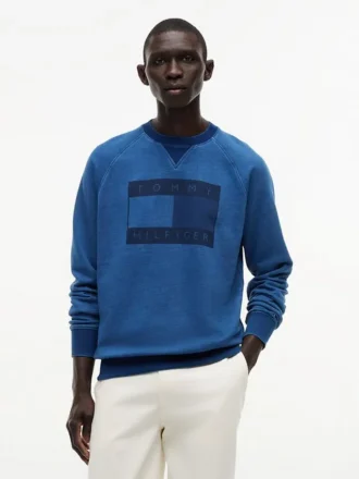 Flag Logo Indigo-geverfd Raglan-sweatshirt