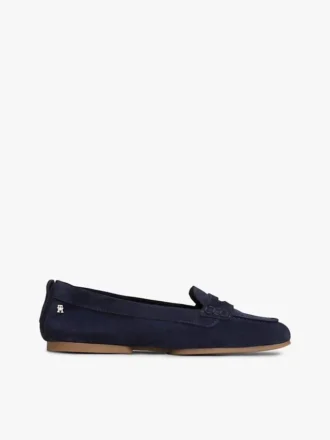 Flexibele suède penny loafer