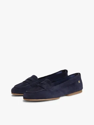 Flexibele suède penny loafer