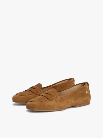 Flexibele suède penny loafer