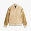 Geborduurd suède collegejack Geborduurd suède collegejack