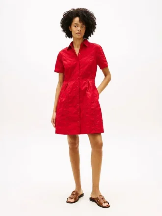 Geborduurde popeline shirtjurk met oogjes