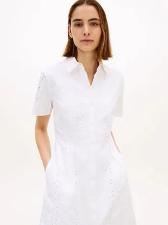Geborduurde popeline shirtjurk met oogjes