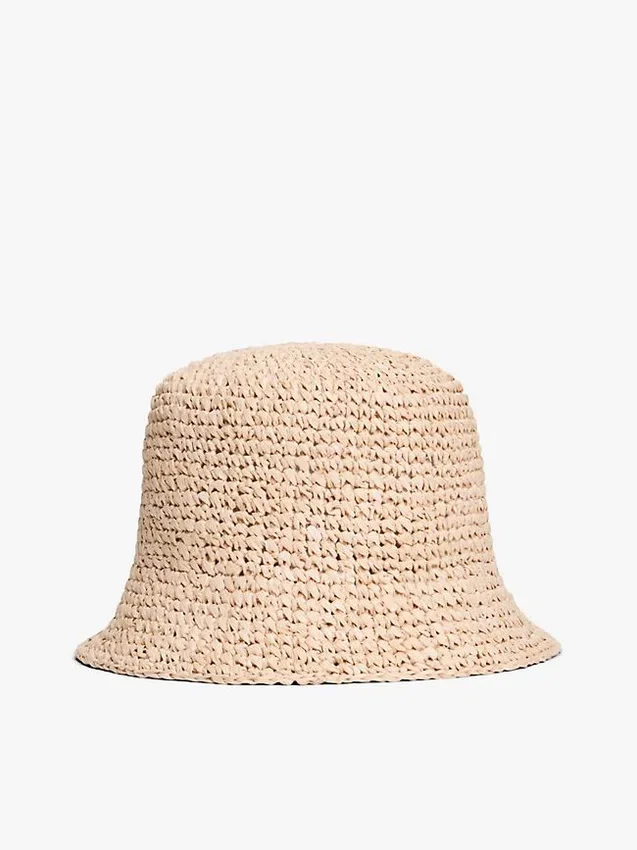Gehaakte raffia buckethoed Gehaakte raffia buckethoed