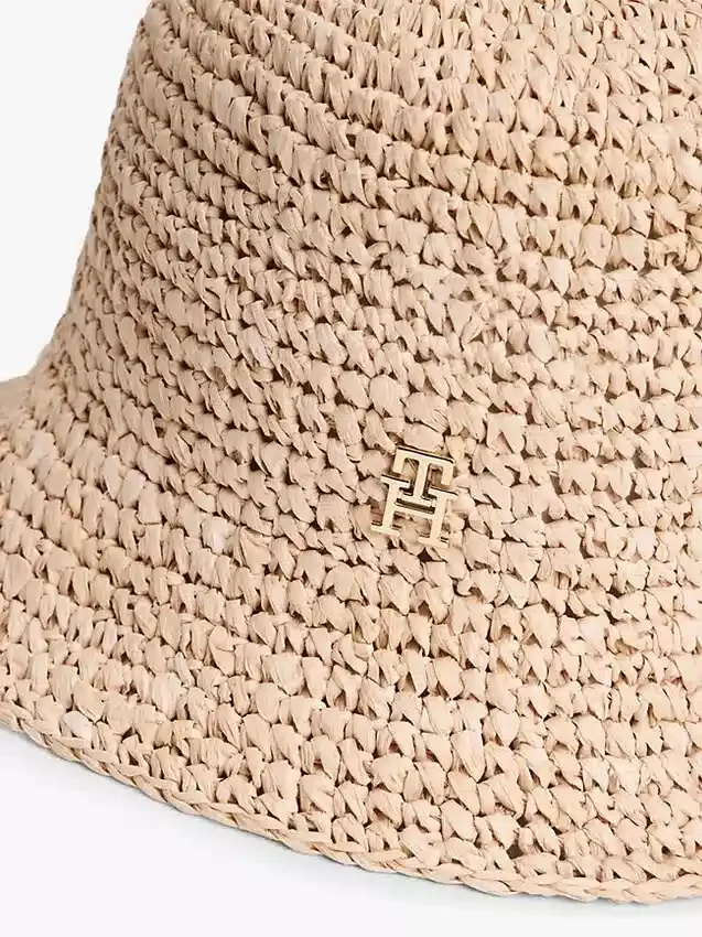 Gehaakte raffia buckethoed Gehaakte raffia buckethoed