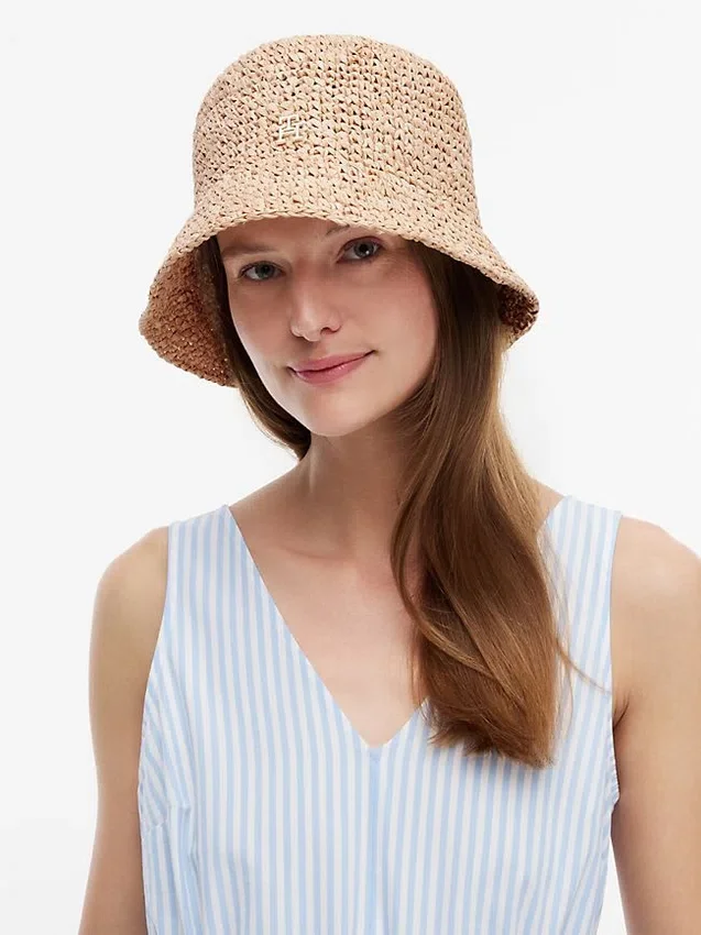Gehaakte raffia buckethoed Gehaakte raffia buckethoed