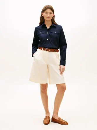 Gepleate popeline short
