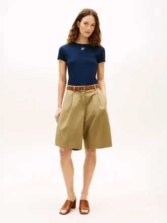 Gepleate popeline short