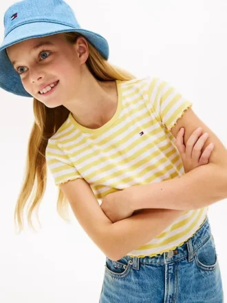 Geribbeld topje met gekartelde rand voor kinderen