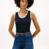 Geribde tanktop met V-hals Geribde tanktop met V-hals