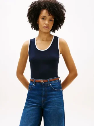 Geribde tanktop met V-hals Geribde tanktop met V-hals