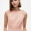 Gerimpelde gingham seersucker midi-jurk Gerimpelde gingham seersucker midi-jurk